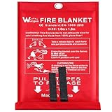 Löschdecke 160x180 für küche - Feuerlöschdecke DIN EN 1869:2019 Sicherheit Glasfaser Brandschutzdecke für Fettbrände Auto Schule Kamin Grill Büro Garage Schweißen Lager