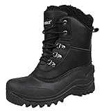 riemot Wasserdicht Schneestiefel Warme Winterstiefel Damen Gefüttert Winterschuhe Winter Rutschfest Stiefel Damen Outdoor Wanderschuhe Trekkingschuhe Winter Boots Damen Schwarz 38 EU