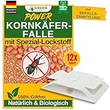 GREEN GUARDIA Kornkäfer Falle mit Spezial-Lockstoff - 12x Kornkäfer Fallen - umweltfreundlich Kornkäfer bekämpfen, Chemiefreie Falle mit starker Klebefläche, giftfrei & geruchsneutral