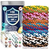 Mückenschutz Armband Set- 12 Stück Mückenarmband +60 Stück Mückenpflaster, Mücken Aufkleber für Kinder Erwachsene Camping Zubehör, Thailand Reise Travel Gadgets, Urlaub Klassenfahrt Summer Must Haves