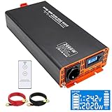 DATOUBOSS 2000W/4000W Spannungswandler 24v auf 230v Reiner Sinus Wechselrichter Power Inverter mit EU Steckdosen, USB/Type-C und LCD Anzeige, Umwandler Stromwandler für LKW Camping Haushaltsgeräten