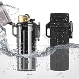 SOMGEM EDC Wasserdichte Feuerzeughülle, 2 Stück, Abdeckungshalter für BIC Regular Feuerzeuge, Typ J6, Outdoor Survival Mehrzweck-Feuerzeugtasche aus Kunststoff in Schwarz