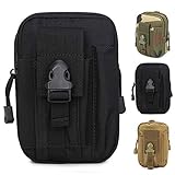 ZhaoCo Taktische Hüfttaschen, Nylon Militär Kompakt MOLLE EDC Tasche Gürteltasche Beutel Taille Taschen für Gadget-Dienstprogramm Handy Camping Wandern und Reisen - Schwarz