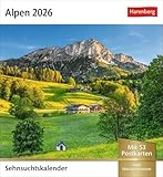 Alpen Sehnsuchtskalender 2026 - Wochenkalender mit 53 Postkarten: 53 Postkarten in einem Fotokalender für Bergfreunde. Beeindruckende Panoramen in einem Kalender zum Aufstellen (Postkartenkalender)
