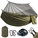 Hängematte mit Moskitonetz und Tarp, Hängematte Outdoor 300kg Traglast, Hängematten Zelt Aufhängung Camping, Moskitonetz Reise Hängematten Gurte Befestigung Biwaksack Zubehör Ultraleicht Set 275×140cm