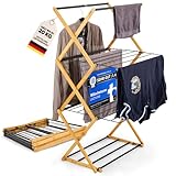 LAZYLINE® Wäscheturm [Platzsparend] für kleine Räume Hoch Stabil 10m Länge Wäscheständer Turm für Badewanne, Camping, Balkon als Wäschetrockner Clothes Drying Rack