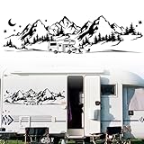 Auto Aufkleber Berg, Wohnmobil Aufkleber Camper Autoaufkleber, Car Sticker, Heckscheibenaufkleber Auto, Vinyl Wasserdicht Dekoration Aufklebers für SUV LKW Wohnwagen, Schwarz, 100×28cm