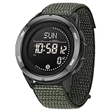 BIEWO Herren Militär Sportuhr Digital 5ATM Wasserdicht Fitness Uhr mit Kompass Metronom Kalorien Stoppuhr Schrittzähler Laufuhr (Nylon grün)