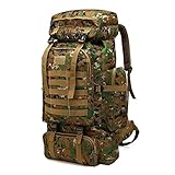 Kabxhueo Großer Rucksack 80L - Outdoor Wanderrucksack für Herren, Wasserdicht, Militär Armee Camouflage Taktischer Backpack - Notfall Survival für Wandern, Trekking, Camping, Jungle