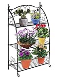 DOEWORKS 3 Etagen Metall Pflanzenständer Blumentreppen Blumentopf Gartenregal Lagerregal Topfhalter für Indoor Outdoor, Schwarz