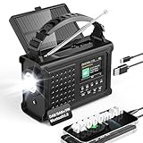12000mAh Kurbelradio | DAB/DAB+/UKW mit Bluetooth 5.0 | Notfallradio mit 8500mm² Solarpanel & 650mA Handkurbel | Tragbar Dynamo Solar Radio | Als Taschenlampe & Ladegerät | Für Camping Notfall