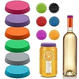 VEGCOO 12 Stück Silikon Gummi Flaschendeckel mit 6 Stück Silikon Getränkedosen Verschluss, Wiederverwendbare Bierdosen Abdeckung für Hausbrauen Bier, Bunte Deckel für Dosen ohne Auslaufen
