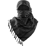 Luxns Militärischer Shemagh Taktischer Wüsten-Schal / 100% Baumwolle Keffiyeh Schal Wrap für Damen und Herren, Schwarz, Einheitsgröße