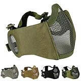 AOUTACC Airsoft Mesh Maske, Half Face Mesh Masken mit Gehörschutz für CS/Hunting/Paintball/Shooting-Grün