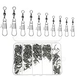 Xynovate 150 Stück Angel Wirbel Set, Angeln Kugellager Wirbel, Angeln Barrel Wirbel mit Kugellagerwirbel fur Salzwasser Wirbel, Angelzubehör Wirbel 5 Größe 7# 8# 10# 12# 14#