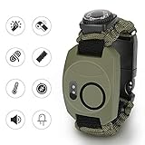 Paracord Survival Armband Kit für Herren Damen, Achort 8 in 1 Survival Armband mit Feuerstein + Kompass + Thermometer + Alarm + Messer+ Pfeife + Schirmseil + LED-Leuchte zum Outdoor-Aktivitäten
