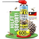 HEIMWERT Wespenspray Turbo mit Langzeitwirkung Repellent - Sicher Wespennest entfernen dank Spezialformel Made in Germany - 600 ml Vorteils Spray gegen Wespen + große Nester (Unparfümiert)