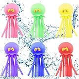 Vexran 6 Stück Oktopus Wasserbälle Spielzeug, Octo Buddies Wassertiere mit Wasserbombe Wasser Spielzeug Kinder Outdoor Effekt Geeignet für Schwimmbäder, Swimmingpools, Badewannen