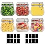 Omtofo 6 Teiliges Set EinmachgläSer Mit BüGelverschluss, 500ml DrahtbüGelgläSer, VorratsgläSer Mit Deckel Luftdicht Geeignet Als Einmach, Fermentierglas, Zur Aufbewahrung, Zum BefüLlen