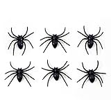 Oblique Unique® 6X Spinnen Groß Schwarz Halloween Fasching Karneval Tisch Deko Scherz Artikel zum Gruseln und Erschrecken