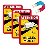 Ksvaye 3 Stück Auto Toter Winkel Magnet Aufkleber Frankreich 25 x 17cm Angles Morts Magnet Wohnmobil Hinweiszeichen Schild Frankreich Attention Angles Morts Magnet Aufkleber Frankreich LKW Bus