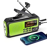 Kurbelradio DAB/UKW Notfallradio mit Bluetooth Radio Kurbel Notfall mit 5000mAh Akku LED Taschenlampe & Leselicht SOS Alarm für Wandern, Camping, Outdoor