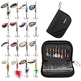 PLUSINNO Angelköder-Set, 16 pcs, für Hecht, Zander, Barsch und Forelle mit Tragetasche