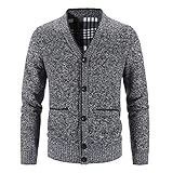 DondPO Trachtenstrickjacke für Herren, Warm Taschen Kapuze Pullover Wolljacke V Ausschnitt Winter mit Knöpfen Wintermantel Trachtenjacke Strickjacke Dicke Outdoor Langarm Cardigan Strickmantel