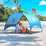 Strandmuschel Strandzelt Sonnenschutz: Kompakt zusammenklappbar (43x10 cm), 360° Belüftung, große seitliche Aufbewahrungstasche, tragbarer UV-Schutz Windschutz Strand für den Strand