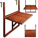 Casaria® Balkontisch klappbar Hängetisch wetterfest FSC®-Zertifiziert Holz 40kg Belastbarkeit 65x45cm Balkon Garten Tisch Geländer Terrasse Akazie