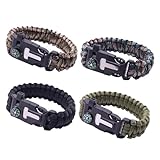 Paracord Survival Armband,Überlebensarmband,Paracord Survival Armband,Survival Paracord Armband,Survival Armbänder mit Feuerstein,Kompass,Pfeife,5-in-1 Outdoor Survival Kit für Wandern,Camping