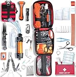 Baytiz ® Survival Kit + Erste Hilfe Set - mit Wasserfilter Strohhalm und Outdoor Ausrüstung - Zubehör Camping Wandern Fahhrad Militär Rucksäcke Verbandskasten Auto Gadget Männer Kinder Armband Tasche