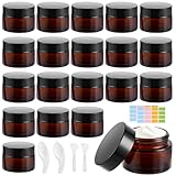 LOPYXBR 20 Stück Cremedosen zum Befüllen 30ml, Creme Behälter Braun, Glastiegel 30ml mit Deckel für Creme, Creme Dose mit Deckel und Liner für Kosmetika, Lotionen, Cremes