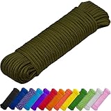 TECEUM Seil - 6 MM & 10 MM - 27.5M | 46M - Starkes Allzweckseil - Camping, Basteln, Fahnenmast, drinnen & draußen - Polypropylen Nylon Poly leichtes Diamant geflochtenes Seil - Armeegrün