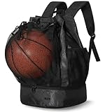 MIER Fußball Rucksack Turnbeutel mit Schuhfach Basketball Sportrucksack Wasserfest Sporttasche für Herren Damen Jugend, 40L Schwarz