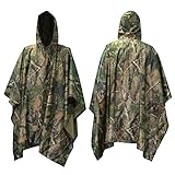 Mture Camouflage Regen Poncho, 3-in-1-Multifunktional Regenmantel Wasserdichter Regenjacken, Wiederverwendbar Camouflage Regenjacken Regencape, Regencape mit Kapuze für Fahrrad, Wandern und Camping