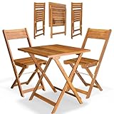 Casaria® Balkonmöbel Set 2 Personen Wetterfest Holz Vormontiert Klappbar 160kg Belastbarkeit Balkon Garten Terrassenmöbel Gartenmöbel 3-TLG Akazie