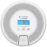 X-Sense Vernetzbarer CO Melder mit Digitalanzeige, Kohlenmonoxidmelder mit Austauschbar Batterie, TÜV Rheinland Zertifiziert nach EN 50291, CO03D-W, 1er Set
