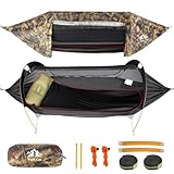 Night Cat Hängematte Zelt mit Moskitonetz wasserdichte Regenfliege Für 1 Person Wandern Camping im Garten Hinterhof Wilde Tarnung Pro