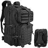 ProCase 48L Militär Rucksack Groß Taktische Survival Rucksack Taktischer Molle Armee Rucksack Herren 3 Tage Tactical Army Outdoor Wandern Sports –Schwarz