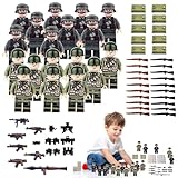 RANJIMA Mini Figures Military Kit, 20 Stücke Militär Soldaten Spielset mit Actionfiguren und Waffenzubehör, Baustein Spielzeug, Militärspielzeug Kampfspielzeug für Kinder Rollenspiele Geschenk