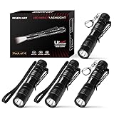 RISEMART Taschenlampe Kleine EDC Superhelle Mini Schlüsselanhänger Taschenlampe LED Wasserdichte Taschenlampe Geeignet für AAA Batterie Ultrahelle (4pcs 9cm)