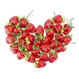 EudoER 30 künstliche Erdbeeren 30 Stück künstliche Erdbeeren künstliche Früchte lebensechte rote Erdbeere für Dekoration Arrangements Zuhause Haus Küche Decor