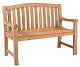 MR. DEKO® Gartenbank Swirdon Teakholz | Holzbank mit Lehne | Friesenbank für draußen | 2-Sitzer 120x57x94 cm | Sitzbank Teak massiv & wetterfest für Garten Balkon Terrasse | Parkbank zum Relaxen
