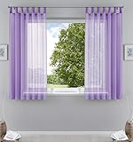 2er-Pack Gardinen Transparent Vorhang Set Wohnzimmer Voile Schlaufenschal mit Bleibandabschluß HxB 175x140 cm Flieder, 61000CN