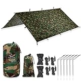 PURE HANG Premium Zeltplane Tarp 3x3 für Hängematte Outdoor Camping Wasserdicht mit Ösen Sonnensegel Strand Ultra-Leicht Sonnenschutz UV Schutz Regenschutz