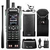 BAOFENG DM-32UV 10W DMR Funkgerät, UHF/VHF/AM/FM Handfunkgerät mit GPS & Digitalem APRS, Tier II Dual Slot, 2' Farbdisplay, 4000 Kanäle, 50K Kontakte, Kofferhalter, Grün
