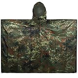 LOOGU Leichter wasserdichter Regenponcho mit Kapuze Camouflage Design Ripstop Mehrzweck Regenmantel für Männer und Frauen Regencape schnell trocknend wiederverwendbar Für Camping Angeln Jagd Events