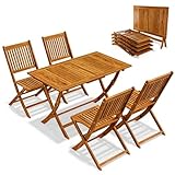 Casaria® Gartenmöbel Set Holz 5-TLG. FSC®-Zertifiziert Klappbar Akazie Garten Terrasse 120x70cm Sitzgarnitur Terrassenmöbel Wetterfest Braun