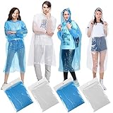 hoinya Regenponcho, 4 Stück Regencape Einweg für Herren und Damen Regen Poncho Regenjacke Mantel für Erwachsene mit Kapuze wasserdicht für Festivals, Fahrrad, Wandern, Camping, Konzert